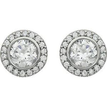 Load image into Gallery viewer, Sterling Silver 6 mm Round Cubic Zirconia Halo-Style Earrings
