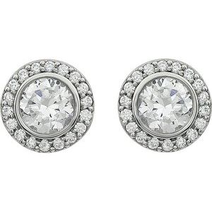 Sterling Silver 6 mm Round Cubic Zirconia Halo-Style Earrings