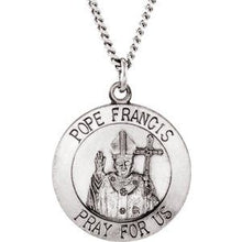 Load image into Gallery viewer, Sterling Silver 18 mm Round Pope Francis 18&quot; Necklace
