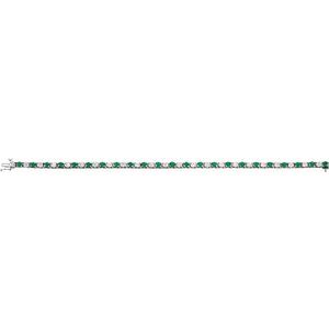 14K White Emerald & 2 1/3 CTW Diamond Line 7"  Bracelet