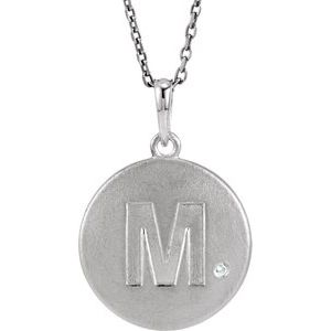 Sterling Silver .005 CTW Diamond Initial M 18" Necklace