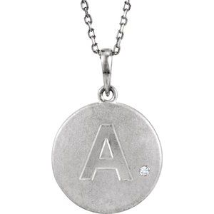 Sterling Silver .005 CTW Diamond Initial A 18" Necklace