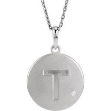 Load image into Gallery viewer, Sterling Silver .005 CTW Diamond Initial T 18&quot; Necklace
