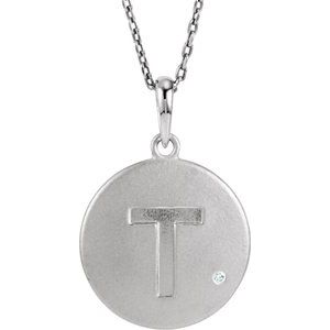 Sterling Silver .005 CTW Diamond Initial T 18" Necklace