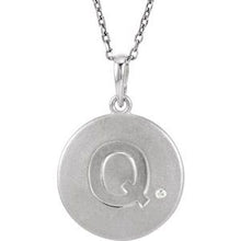 Load image into Gallery viewer, Sterling Silver .005 CTW Diamond Initial Q 18&quot; Necklace
