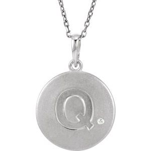 Sterling Silver .005 CTW Diamond Initial Q 18" Necklace