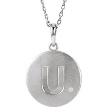 Load image into Gallery viewer, Sterling Silver .005 CTW Diamond Initial U 18&quot; Necklace
