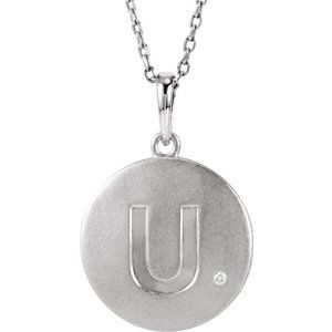 Sterling Silver .005 CTW Diamond Initial U 18