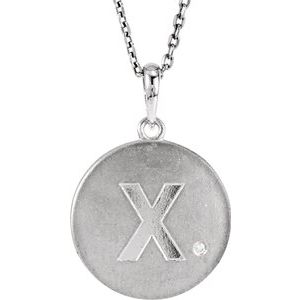 Sterling Silver .005 CTW Diamond Initial X 18" Necklace