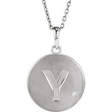 Load image into Gallery viewer, Sterling Silver .005 CTW Diamond Initial Y 18&quot; Necklace
