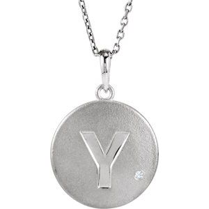 Sterling Silver .005 CTW Diamond Initial Y 18" Necklace