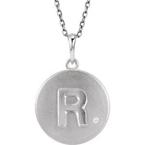 Sterling Silver .005 CTW Diamond Initial R 18" Necklace