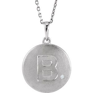 Sterling Silver .005 CTW Diamond Initial B 18