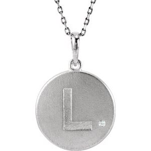 Sterling Silver .005 CTW Diamond Initial L 18" Necklace