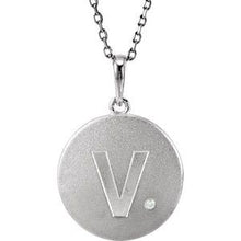 Charger l&#39;image dans la galerie, Sterling Silver .005 CTW Diamond Initial V 18&quot; Necklace
