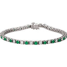 Load image into Gallery viewer, 14K White Emerald &amp; 2 1/3 CTW Diamond Line 7&quot;  Bracelet
