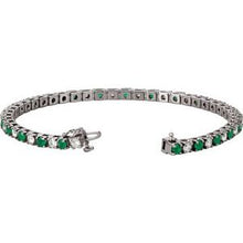 Load image into Gallery viewer, Platinum Emerald &amp; 2 1/3 CTW Diamond Line 7&quot;  Bracelet
