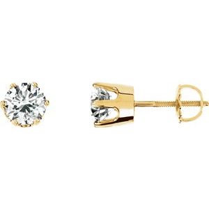 Round 6-Prong Stud Earrings