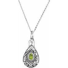 Charger l&#39;image dans la galerie, Sterling Silver 6x4 mm Pear August Ash Holder Birthstone 18&quot; Necklace
