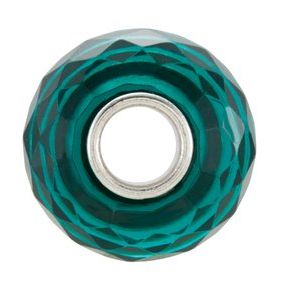 Sterling Silver 11x15.5 mm Teal Faceted Glass Bead