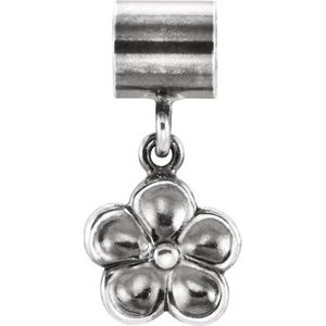 Sterling Silver 15.5x8 mm Flower Charm