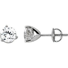 Load image into Gallery viewer, 14K White 6.5 mm Cubic Zirconia Round 3-Prong Stud Earrings
