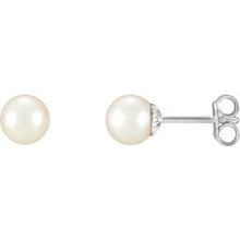 Load image into Gallery viewer, Sterling Silver 7-7.5 mm Freshwater Cultured Pearl Earrings
