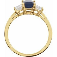 Load image into Gallery viewer, Blue Sapphire &amp; Diamond Accented 3-Stone Ring 	
