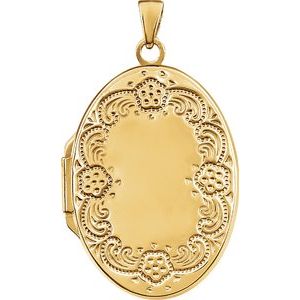 14K Yellow Gold-Plated Sterling Silver Oval Locket