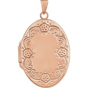 14K Rose Gold-Plated Sterling Silver Oval Locket