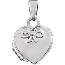 Load image into Gallery viewer, 14K White Heart Embossed Bow Locket
