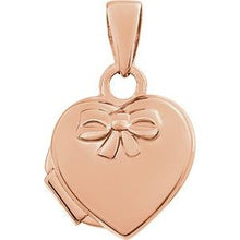 Load image into Gallery viewer, 14K Rose Heart Embossed Bow Locket
