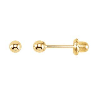 14K Yellow Ball Stud Piercing Earrings