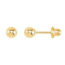Load image into Gallery viewer, 14K Yellow Ball Stud Piercing Earrings
