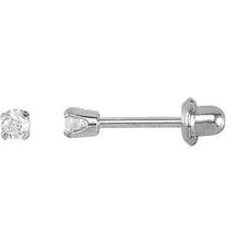 Load image into Gallery viewer, 14K White Gold-Plated &amp; 14K Yellow 2 mm Round Cubic Zirconia Piercing Stud Earrings
