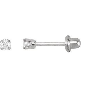 14K White Gold-Plated & 14K Yellow 2 mm Round Cubic Zirconia Piercing Stud Earrings