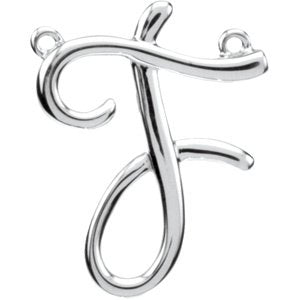 Sterling Silver Script Initial F 16" Necklace