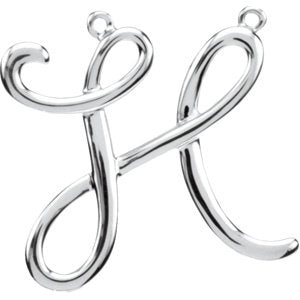 Sterling Silver Script Initial H 16" Necklace