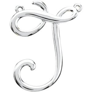 Sterling Silver Script Initial J 16" Necklace