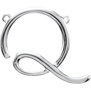 Sterling Silver Script Initial Q 16" Necklace