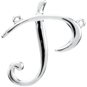 Sterling Silver Script Initial P 16" Necklace