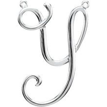 Load image into Gallery viewer, Sterling Silver Script Initial Y 16&quot; Necklace
