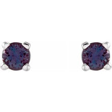 Load image into Gallery viewer, 14K White 2.5 mm Round Chatham¬Æ Created Alexandrite Earrings
