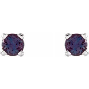 14K White 2.5 mm Round Chatham¬Æ Created Alexandrite Earrings