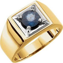 Load image into Gallery viewer, 14K Yellow/White Blue Sapphire Illusion Ring
