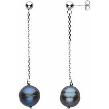 Load image into Gallery viewer, Sterling Silver Freshwater Cultured Black Pearl Earrings

