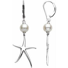 Load image into Gallery viewer, Freshwater Cultured Pearl Starfish Lever Back Earrings
