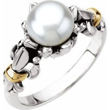 Charger l'image dans la galerie, Sterling Silver &amp; 14K Yellow White Freshwater Cultured Pearl Ring
