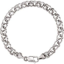 Load image into Gallery viewer, 14K White 7 mm Solid Double Link Charm 7&quot; Bracelet
