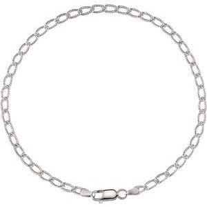Sterling Silver 3 mm Curb 9.5" Anklet